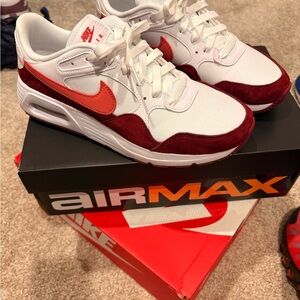 Nike Air Max 1 White and Red Sneakers